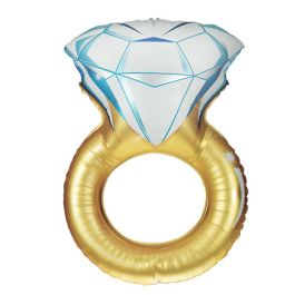Gold Diamond Wedding Ring Foil Balloon - Large Shape - Image 1