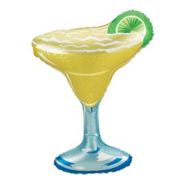 Margarita Glass Foil Balloon 33 Inch - Yellow & Green - Image 1