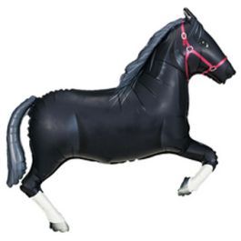 Black Horse Foil Balloon 34 Inch Large Shaped Party Decor - Image 1