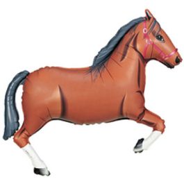Brown Horse Foil Balloon 34 Inch Large Shaped Decoration - Image 1