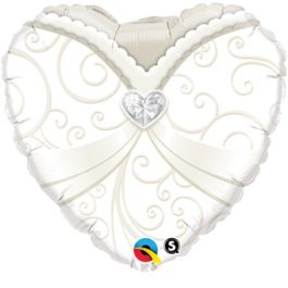 White Wedding Gown Balloon 18 Inch Foil Heart - Image 1