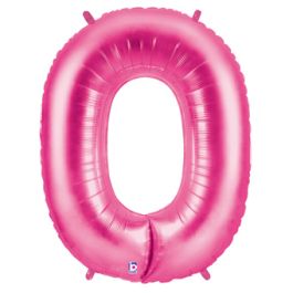 Pink Number 0 Foil Balloon - Large Milestone Birthday Decoration - Image 1