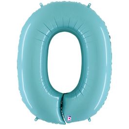 Pastel Blue Number 0 Balloon 34 Inch Foil - Milestone Decor - Image 1