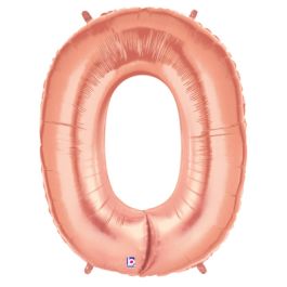 Rose Gold Number 0 Balloon 34" - 3-Pack - Image 1