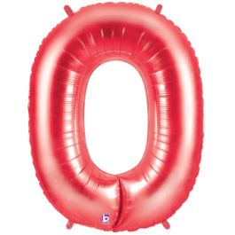 Red Number 0 Foil Balloon - Large Milestone Decoration - Image 1