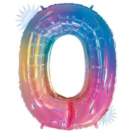 Opal Rainbow Number 0 Foil Balloon 34 Inch - Image 1