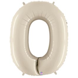 White Sand Number 0 Foil Balloon 34 Inch - Image 1