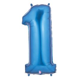 Blue Number 1 Foil Balloon 34 Inch - Image 1