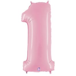Pastel Pink Number 1 Balloon 34" - 5-Pack - Image 1