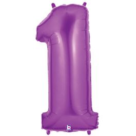 Purple Number 1 Balloon 34 Inch Foil for First Birthday - Image 1