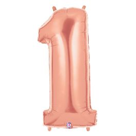 Rose Gold Number 1 Foil Balloon 34 Inch - 5-Pack - Image 1
