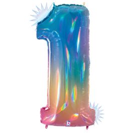 Blue Opal Number 1 Foil Balloon - First Birthday Decor - Image 1