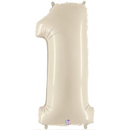 White Sand Number 1 Foil Balloon 34" - 5-Pack - Image 1