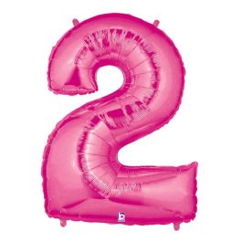 Pink Number 2 Foil Balloon - Large Shape Birthday Decor - Image 1