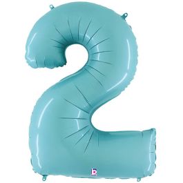 Pastel Blue Number 2 Foil Balloon 34 Inch - Image 1
