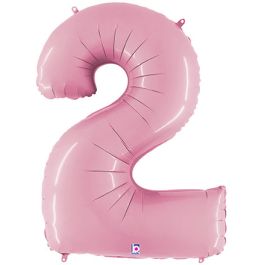 Pastel Pink Number 2 Foil Balloon - 34 Inch - Image 1