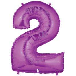 Purple Number 2 Foil Balloon 34 Inch - 3-Pack - Image 1