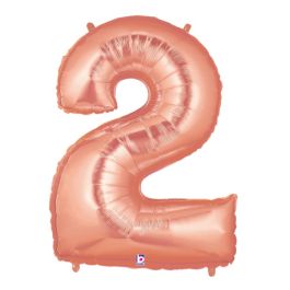 Rose Gold Number 2 Foil Balloon 34 Inch - 5-Pack Celebration - Image 1