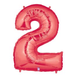 Red Number 2 Foil Balloon 34 Inch - Birthday Decor - Image 1