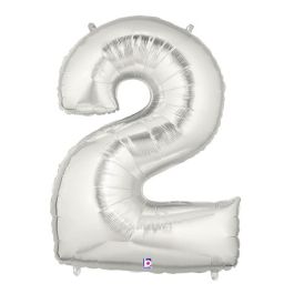 Number 2 Silver Foil Balloon 34 Inch - Image 1