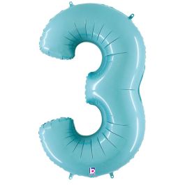 Pastel Blue Number 3 Foil Balloon | Large Shaped 5-Pack - Image 1