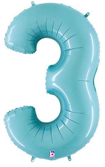 Pastel Blue Number 3 Balloon - 3-Pack - Image 1
