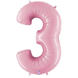 Pastel Pink Number 3 Foil Balloon 34 Inch - Image 1