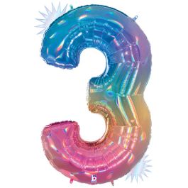 Number 3 Foil Balloon 34 Inch - 1 Pack - Image 1