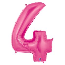 Pink Number 4 Foil Balloon 34 Inch Large Shape - Birthday Decor - Image 1
