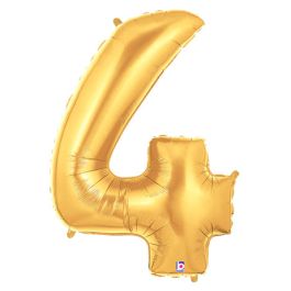 Gold Number 4 Foil Balloon 34 Inch - Image 1