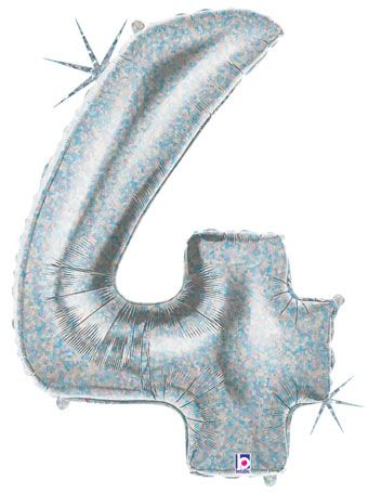 Number 4 Holographic Balloon - 3-Pack - Image 1