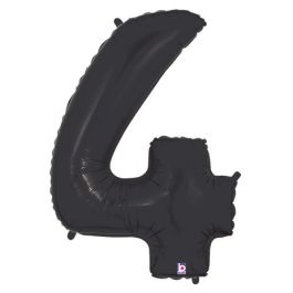 Black Number 4 Foil Balloon - Large Shaped Birthday - Image 1