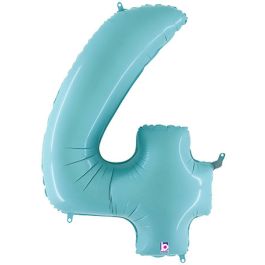 Pastel Blue Number 4 Foil Balloon - Large Shaped Birthday Decor - Image 1