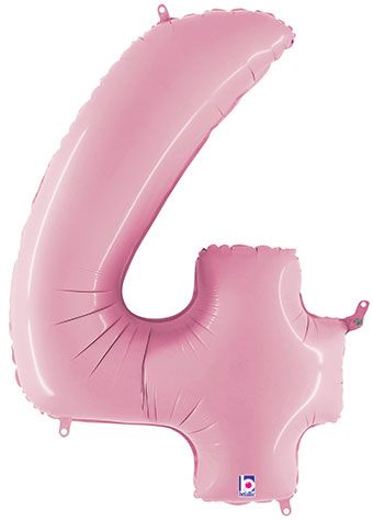 Number 4 Balloon 3-Pack - Pastel Pink Foil Birthday - Image 1