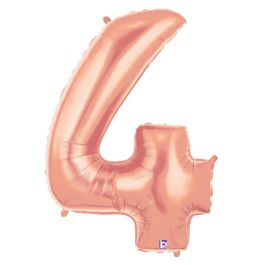 Rose Gold Number 4 Foil Balloon 34 Inch - Image 1