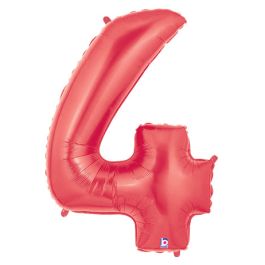 Red Number 4 Foil Balloon - Birthday Milestone Decoration - Image 1