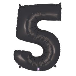Black Number 5 Foil Balloon - Milestone Birthday Decoration - Image 1