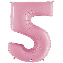 Pastel Pink Number 5 Foil Balloon - Large Birthday Decor - Image 1