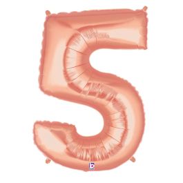 Rose Gold Number 5 Foil Balloon 34 Inch - Image 1