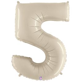 White Sand Number 5 Foil Balloon 34 Inch - Image 1