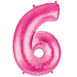 Pink Number 6 Foil Balloon 34 Inch - Birthday Decor - Image 1