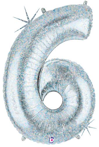 Holographic Number 6 Balloon 34" - Party Supplies - Image 1
