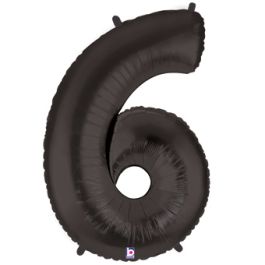 Black Number 6 Foil Balloon 34 Inch - Birthday Decor - Image 1