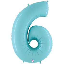 Pastel Blue Number 6 Foil Balloon 34 Inch - Image 1