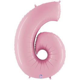 Pastel Pink Number 6 Foil Balloon - 34 Inch - Image 1