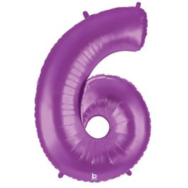 Purple Number 6 Foil Balloon Decoration - Large - Image 1