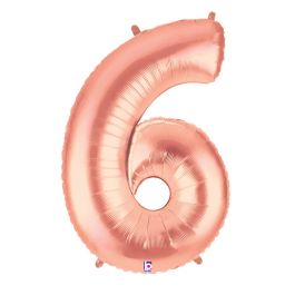 Rose Gold Number 6 Foil Balloon - Milestone Birthday Decor - Image 1