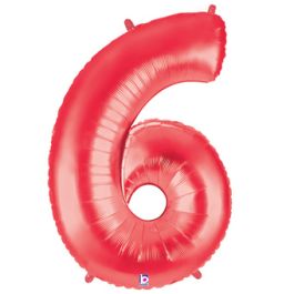 Red Foil Balloon Number 6 - Large Milestone Birthday - Image 1