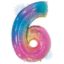 Opalescent Number 6 Foil Balloon - Set of 5 - Image 1