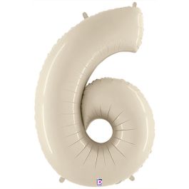 White Number 6 Foil Balloon - Large Shaped Birthday Decor - Image 1